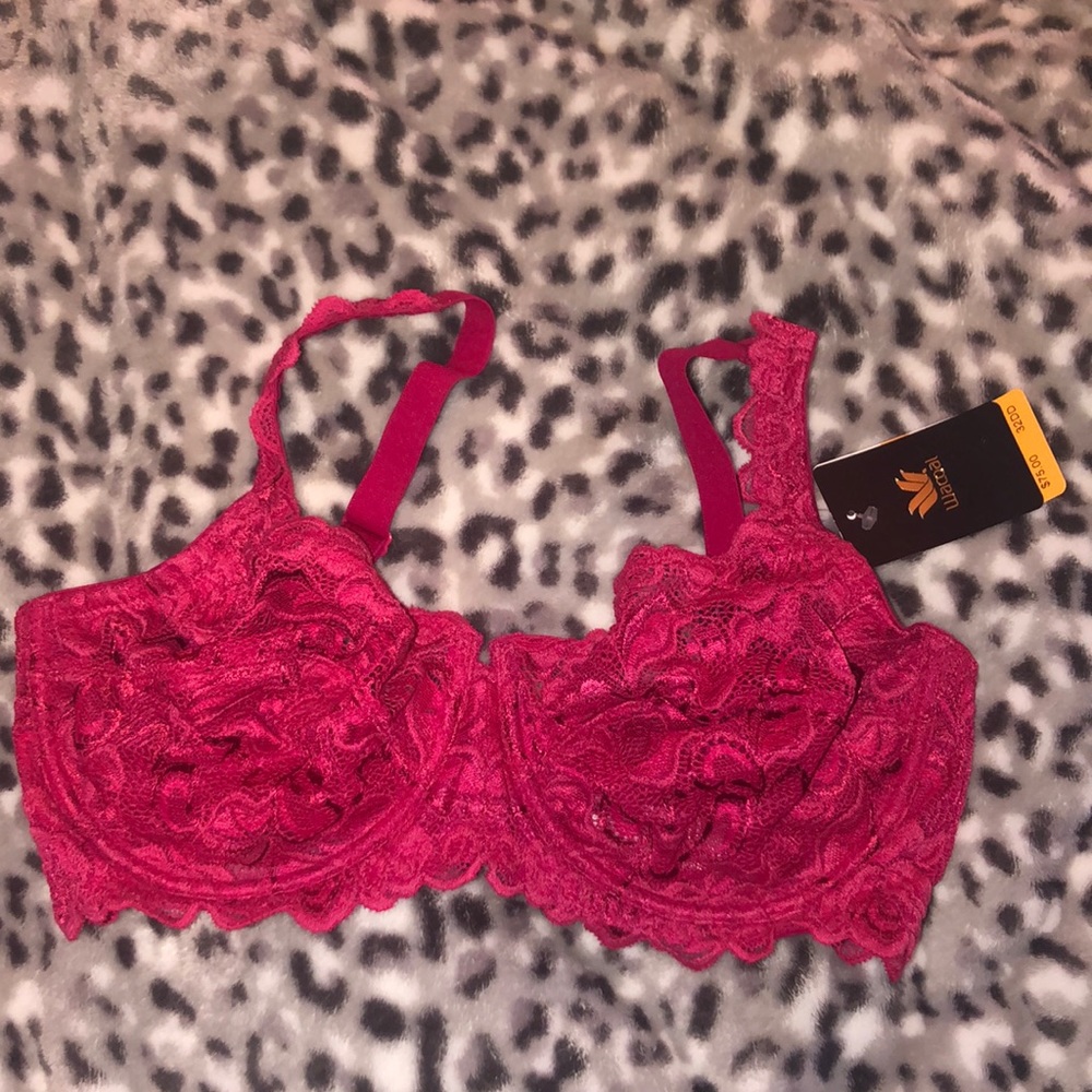 NWT Wacoal Unlined Lace Hot Pink Bra